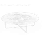 Round, glass coffee table with a print Plelo