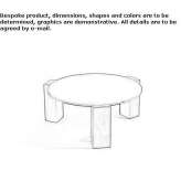 Low round coffee table made of wood and glass Noyant