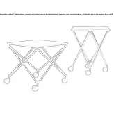 Crystal and steel coffee table with height adjustment on wheels Tamsweg