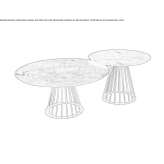 Coffee table with radiant bronze metal base and marble top Basye