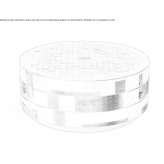 A low, round, wooden coffee table Vardane