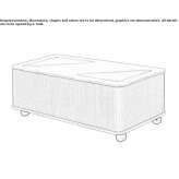 A low felt coffee table in a modern style on wheels Blaugies