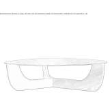 Low, round, glass coffee table with a solid wood base Wekerom