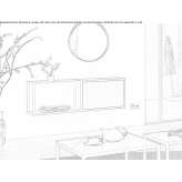 Wall-mounted console table in aluminum and wood with shelves Molve