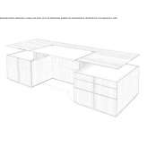 Rectangular desk with walnut base and marble top Tellin