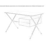Glass and steel desk with wooden drawers Fayette