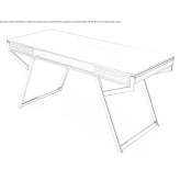 Glass and stainless steel desk with drawers Dubki