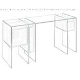 Rectangular desk made of wood and glass with a shelf Telfs
