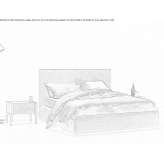 Linen bed with upholstered headboard Pombia