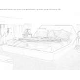 Leather double bed with upholstered headboard Gragnano