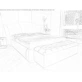 Leather double bed with upholstered headboard Gragnano