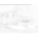 Double fabric bed with upholstered headboard Traganon