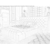 Leather double bed with a quilted headboard Gragnano