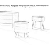 Oval wooden bedside table with drawers Pedalino
