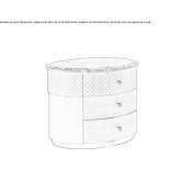 Oval bedside table with drawers Zena