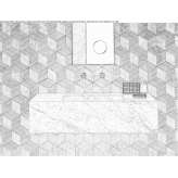 Rectangular marble wall-hung washbasin Topakli