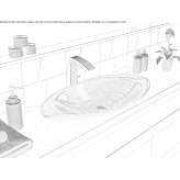 Oval countertop washbasin made of walnut wood Ghioroiu