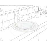 Round countertop washbasin with an ash pan Ghioroiu