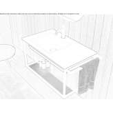 Rectangular ceramic wall washbasin with integrated countertop Muncie
