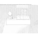 Square countertop washbasin made of Pietra Gray marble Inkster