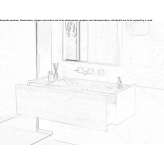 Wall-mounted travertine washbasin with drawers Leaburu