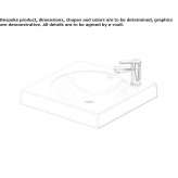Square ceramic washbasin, countertop Claxton