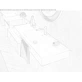 Rectangular Dolotek© washbasin with an integrated countertop with a towel rack Ojus