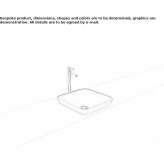 Semi-built-in, square ceramic washbasin Trafford