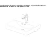 Rectangular single ceramic washbasin with overflow Liqenas