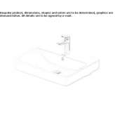 Rectangular single ceramic washbasin with overflow Liqenas