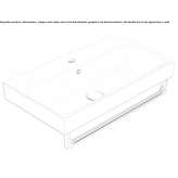 Rectangular wall-mounted ceramic washbasin with towel rack Exmouth
