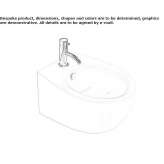 Bidet ceramiczny wiszący z przelewem Benken