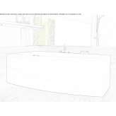 Asymmetric acrylic bathtub with hydromassage Gonesse