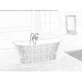 Freestanding, oval bathtub in tanned leather Lusia