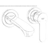 2-hole metal wall-mounted washbasin faucet Lattes