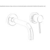 Two-hole, single-lever, wall-mounted washbasin faucet Perafita
