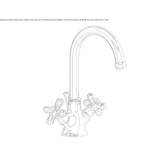Countertop washbasin tap with single rosettes Jundiai