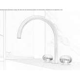 Countertop washbasin tap made of stainless steel, 3-hole, without stopper Fourques