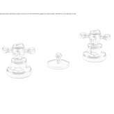3-otworowa mosiężna bateria bidetowa z indywidualnymi rozetami Burfjord