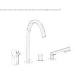 4-hole bathtub set with a hand shower Usseglio