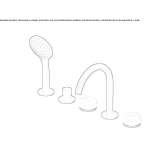 Countertop-mounted bathtub faucet with a hand shower and single marble rosettes Hejnice