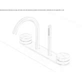 Set of 2 edge-mounted faucets with spout and hand shower Prees