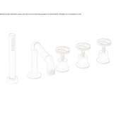 Deck-mounted bathtub faucet, 5-hole, with hand shower and diverter Balli