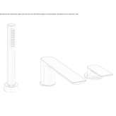 3-hole bathtub faucet for countertop installation, with diverter and hand shower Charly