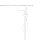 Bathtub faucet standing on the floor with a shower hand Sundown