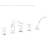 Bathtub faucet and hand shower powered by a mixer with a progressive insert Catarina