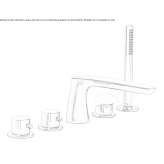 5-hole deck-mounted bathtub faucet with hand shower Perico