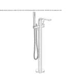 Bathtub faucet standing on the floor with a shower hand Dedham