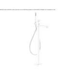 Floor-standing bathtub faucet in chrome-plated brass with a hand shower Osiek