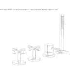 4-hole bathtub faucet with hand shower Mariabe